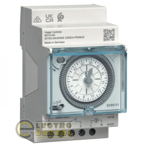 Таймер модульный аналоговый суточный 16А, 1НВ, резерв 120 часов, 3М Таймер модульный аналоговый суточный 16А, 1НВ, резерв 120 часов, 3М