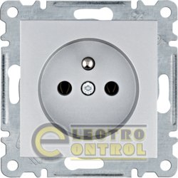 Розетка з центральним з/к Lumina, срібна, 16А/230В WL1022