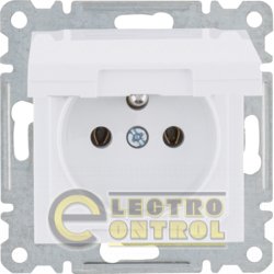 Розетка з центральним з/к з кришкою Lumina, біла, 16А/230В WL1120