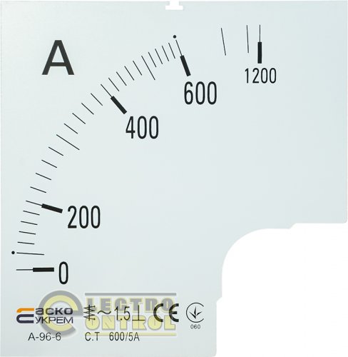 Шкала Аско-Укрем A0190010087 600/5А до амперметра А-96-6