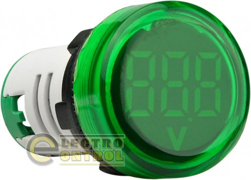 Круглый цифровой измеритель напряжения Аско-Укрем A0190010017 ED16-22VD 30-500В АС зелёный