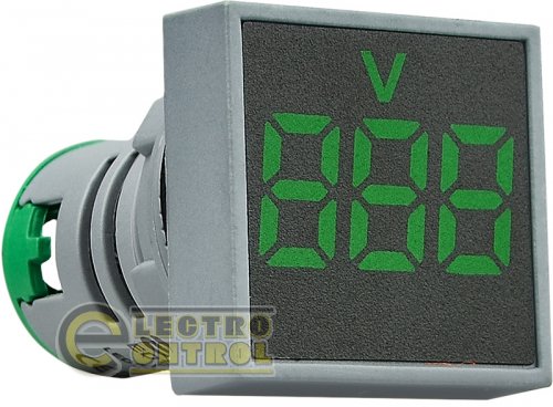 Квадратный цифровой измеритель напряжения Аско-Укрем A0190010034 ED16-22FVD 30-500В АС зелёный