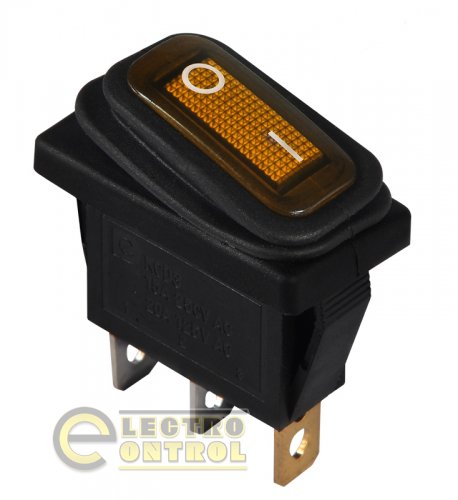 Переключатель Аско-Укрем A0140040037 KCD3-101NW YL/B 220V 1 клавишный влагозащитный жёлтый с подсветкой