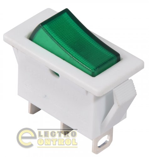 Перемикач Аско-Укрем A0140040041 KCD3-101N-13 GR/WH 220V 1 клавішний зелений з підсвічуванням