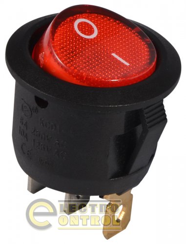 Переключатель Аско-Укрем A0140040071 KCD1-5-101N R/B 220V 1 клав. круглый красный с подсветкой