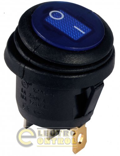 Переключатель Аско-Укрем A0140040076 KCD1-5-101NW BL/B 220V 1 клав. круглый влагозащитный синий с подсветкой