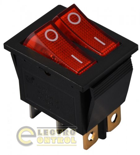 Переключатель Аско-Укрем A0140040109 KCD2-2101N R/B 220V 2 клав. красный с подсветкой