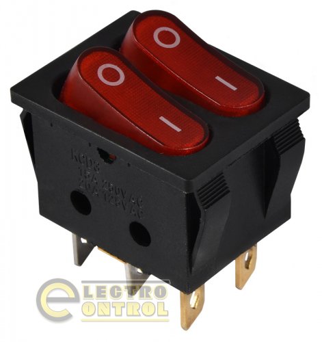 Переключатель Аско-Укрем A0140040117 KCD2-5-2101N R/B 220V 2 клав. красный с подсветкой