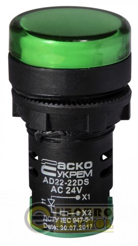 Сигнальная арматура Аско-Укрем A0140030048 AD22-22DS зелёная 24V АC/DC