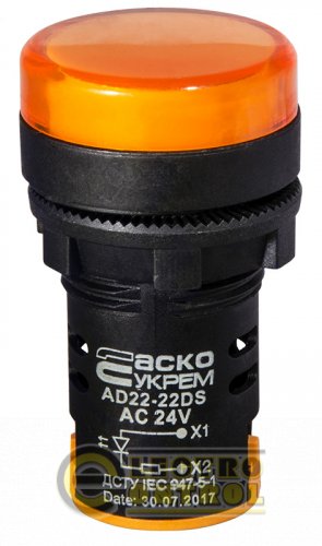 Сигнальная арматура Аско-Укрем A0140030049 AD22-22DS жёлтая 24V АC/DC