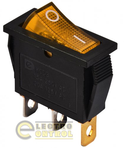 Перемикач Аско-Укрем A0140040029 KCD3-101N 220V YL/B 1 клав. жовтий з підсвічуванням