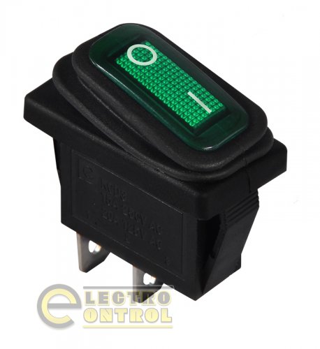 Перемикач Аско-Укрем A0140040034 KCD3-101W GR/B 1 клав. зелений вологозахищений