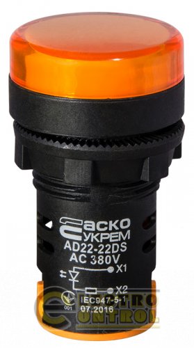 Сигнальная арматура Аско-Укрем A0140030154 AD22-22DS жёлтая 380V АC