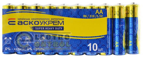 Батарейка сольова Аско-Укрем AА.R6.SP10 (упаковка 10шт.)