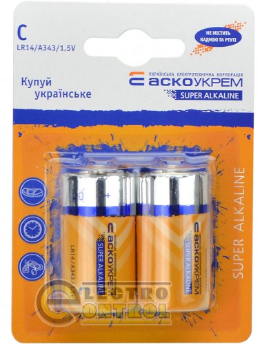 Батарейка лужна Аско-Укрем C.LR14.BL2 (блістер 2шт.)