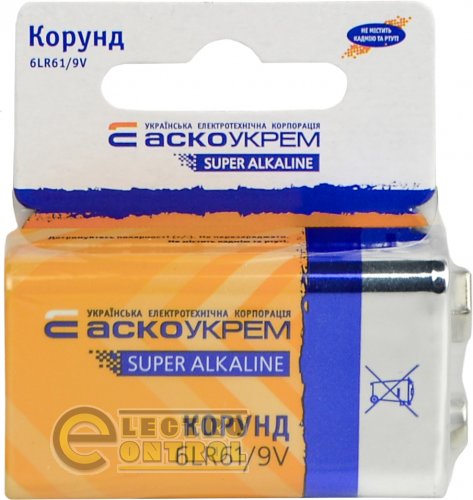 Батарейка лужна Аско-Укрем Корунд.6LR61.SC1 (упаковка 1шт.)