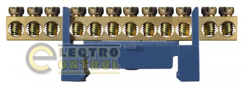 Нульова шина Аско-Укрем A0150120035 з ізолятором на Din-рейку BC-512 6х9 12 отворів