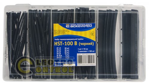 Набор термоусадочных трубок Аско-Укрем A0150040119 HST-100B чёрные