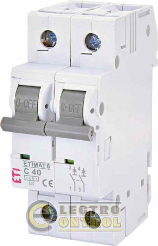 Автоматический выключатель ETI ETIMAT 6 2p C 40А AC 2143520