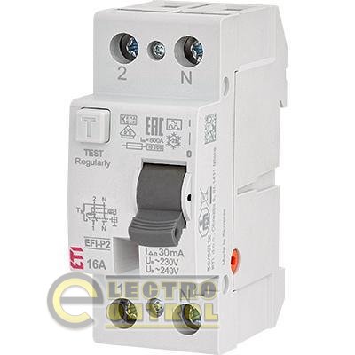Реле диференційне (ПЗВ) ETI EFI6-P2 2p 80 / 0,03 тип AC (6kA)