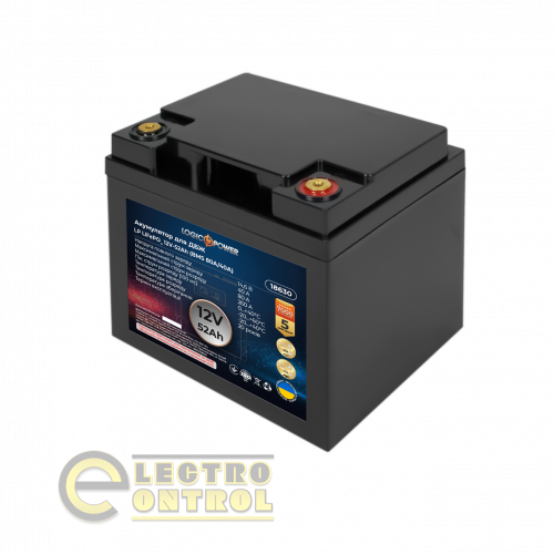 Акумулятор LP LiFePO4 для ДБЖ 12V (12,8V) - 52 Ah (665Wh) (BMS 80A/40А)