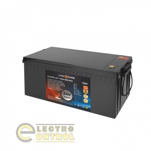 Акумулятор LP LiFePO4 24V (25,6V) - 140 Ah (3584Wh) (BMS 80A) пластик