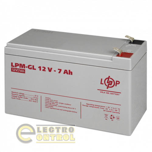 Акумулятор гелевий LPM-GL 12V - 7 Ah