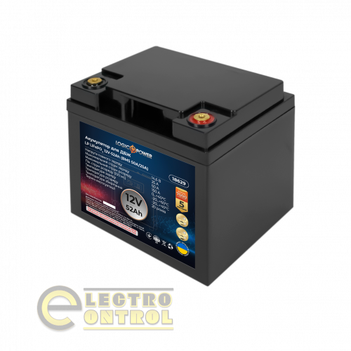 Акумулятор LP LiFePO4 для ДБЖ 12V (12,8V) - 52 Ah (665Wh) (BMS 50A/25А)