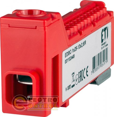 Блок розподільний ETI EDBC-1x25-13x2,5/R 63A 1000V AC/1500V DC 1102449