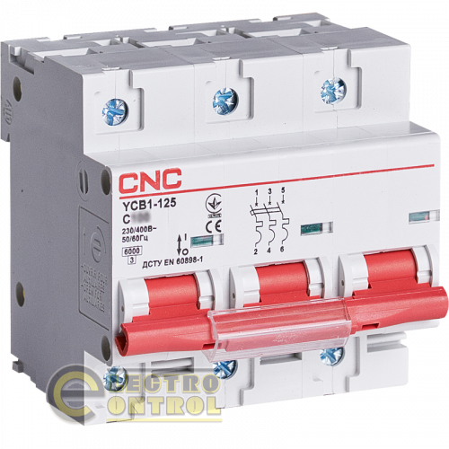 Автоматический выключатель трехполюсный 3Р 63А 6кА С CNC YCB1-125