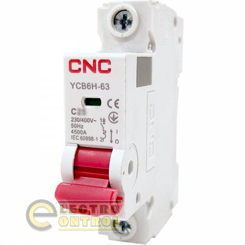 Автоматический выключатель однополюсный 1Р 2А 4,5кА С CNC YCB6Н-63 Автоматический выключатель однополюсный 1Р 2А 4,5кА С CNC YCB6Н-63
