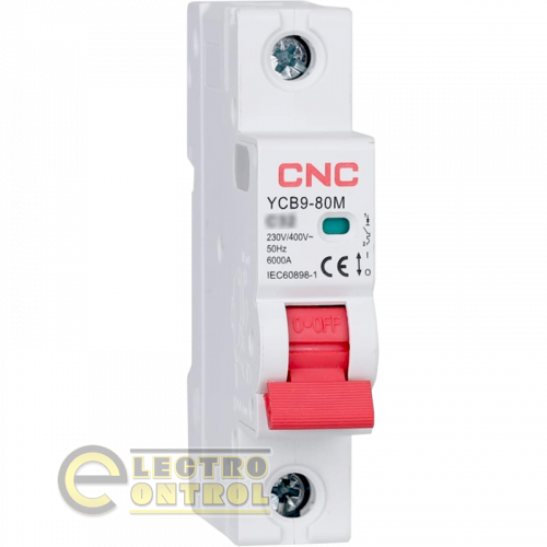 Автоматический выключатель однополюсный 1Р 40А 6кА D CNC YCB9-80M Автоматический выключатель однополюсный 1Р 40А 6кА D CNC YCB9-80M
