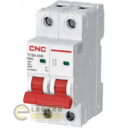 Автоматический выключатель двухполюсный 2Р 2А 6кА D CNC YCB9-80M