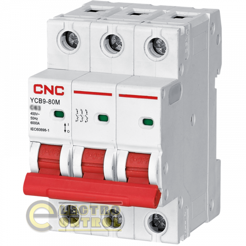 Автоматический выключатель трехполюсный 3Р 32А 6кА D CNC YCB9-80M