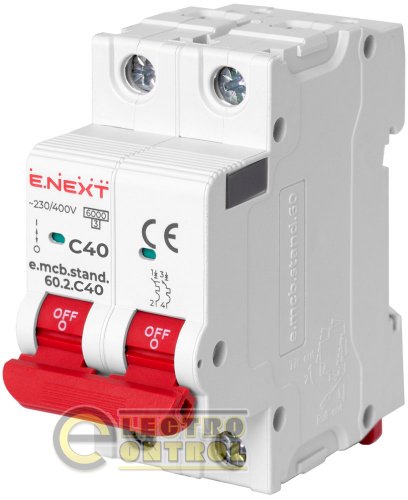 Автоматичний вимикач двополюсний 2Р 40А C E.Next e.mcb.stand.60.2.C40