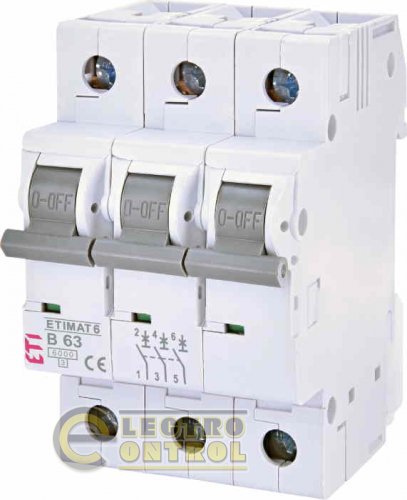 Автоматический выключатель ETI ETIMAT 6 3p B 63А AC 2115522 Автоматический выключатель ETI ETIMAT 6 3p B 63А AC 2115522