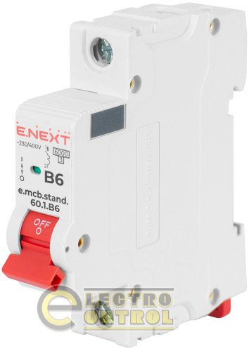 Автоматичний вимикач однополюсний 1Р 6А B E.Next e.mcb.stand.60.1.B6