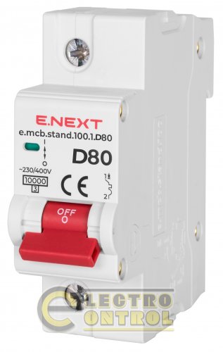 Автоматический выключатель однополюсный 1Р 80А D E.Next e.mcb.stand.100.1.D80