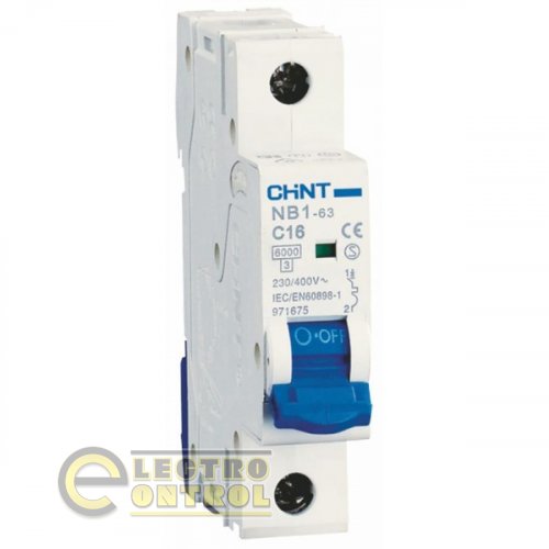 Автоматический выключатель однополюсный 1Р CHINT NB1-63H C1 10kA DB