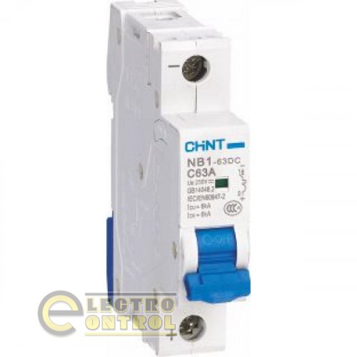 Автоматичний вимикач однополюсний 1Р CHINT NB1-63DC C16 6KA DC250V