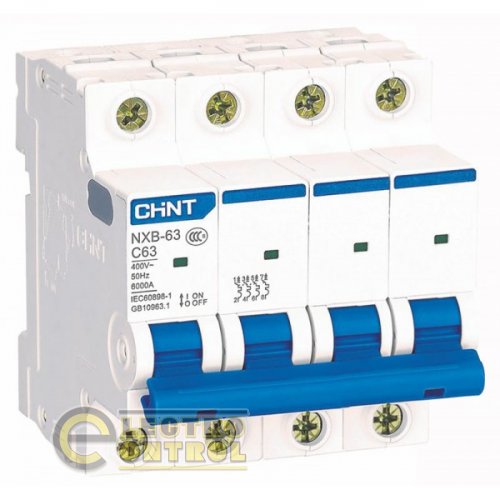 Автоматический выключатель четырехполюсный 4Р CHINT NXB-63 C4 6kA