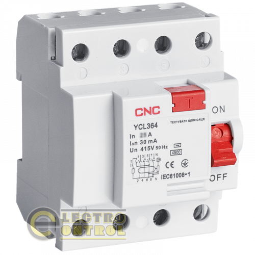 УЗО CNC YCL364-63 50А 4Р 4,5кА 30мА Б00029958
