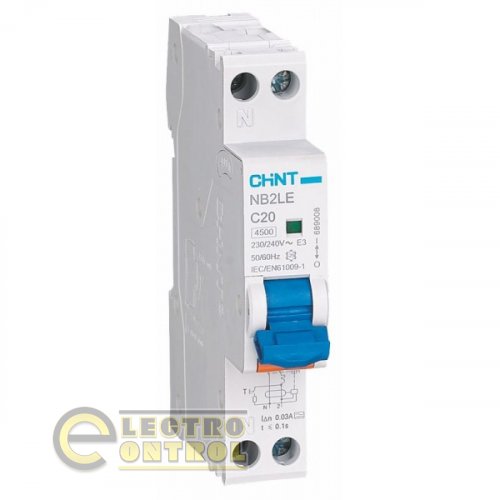 Дифференциальный автоматический выключатель NB2LE 1PN 4.5kA C25 30mA A