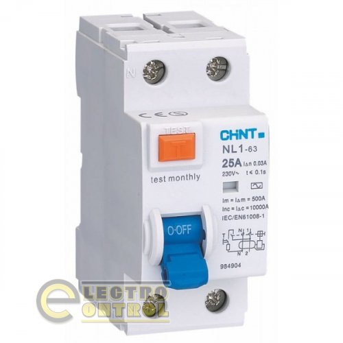 Дифференциальный выключатель NL1-63 2P 16A 10mA A 6kA