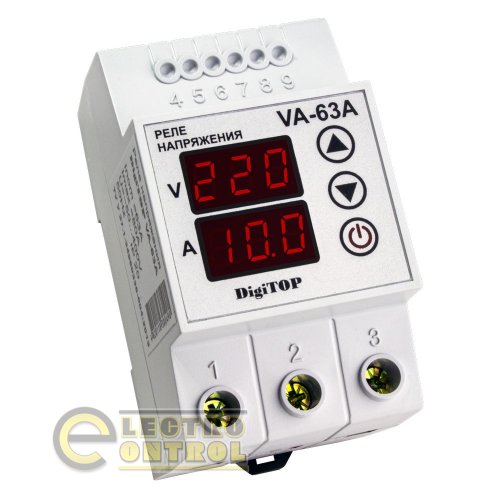 Реле напряжения с контролем тока DigiTop VA-63A Реле напряжения с контролем тока DigiTop VA-63A