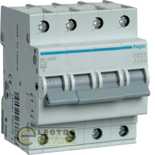 Автоматический выключатель Hager MC425A 25А 4p AC Автоматический выключатель Hager MC425A 25А 4p AC