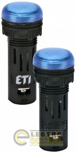 Лампа сигнальная LED матовая ETI ECLI-16-024C-B 24V AC/DC Ø16мм синяя