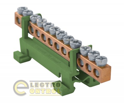 Шина нульова Enext e.bs.stand.1.12.green 12 отворів зелена