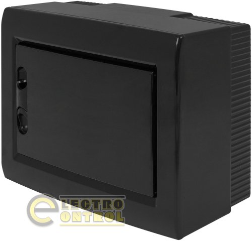 Щит Enext пластиковый на  8 модулей e.plbox.pro.n.08b.black навесной черный с непрозрачной дверцей IP40
