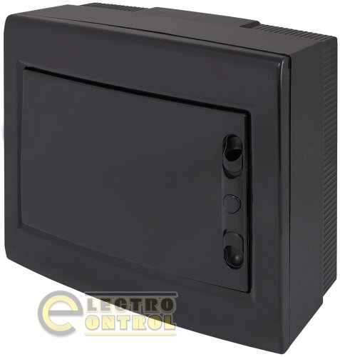Щит Enext пластиковий на 12 модулів e.plbox.pro.n.12b.black навісний чорний з непрозорими дверцятами IP40